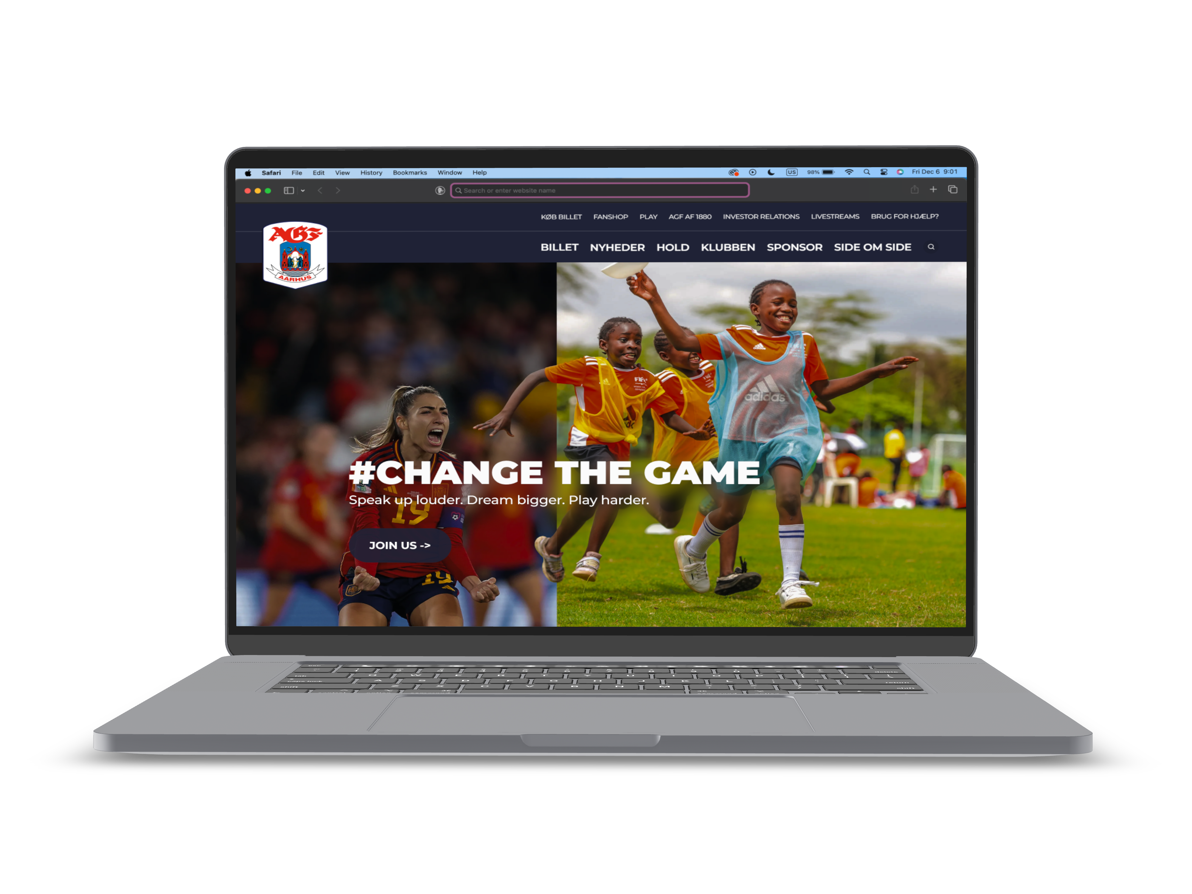 A mockup of an AGF landing page.